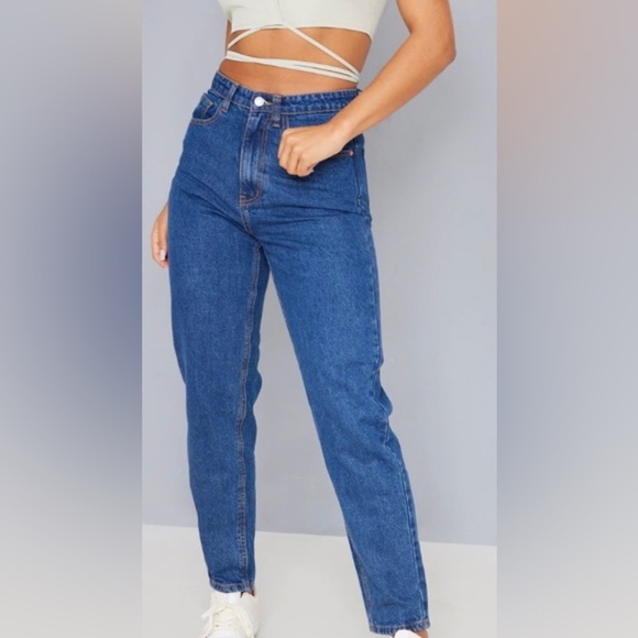 Pretty Little Thing Dark Wash Mom Jeans Size 6 - Picture 5 of 7